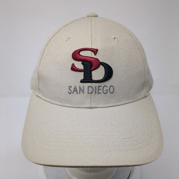 San Diego Strapback Hat Tan One Size Adjustable Embroidered 6 Panel - Picture 2 of 8